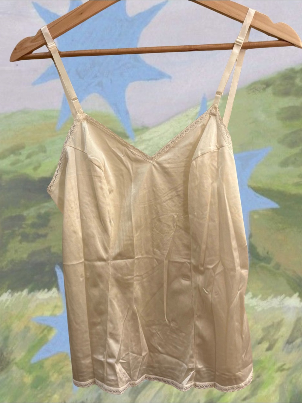 Vintage Vanity Fair Style 17-701 Cream Nylon Lace Trim Camisole Slip